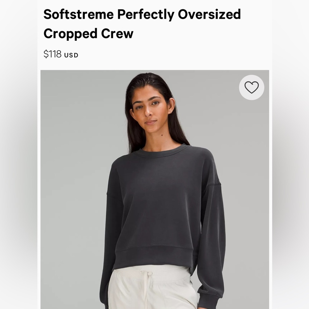 NWT Lululemon Softstreme Perfectly Oversized Cropped Crew